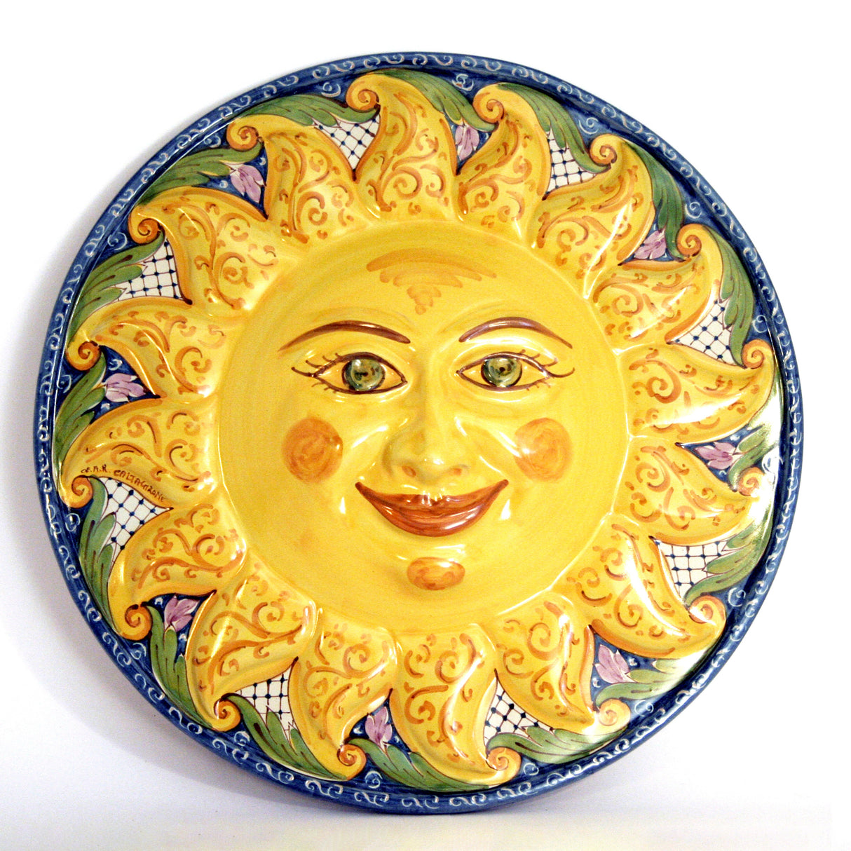 Sole Medaglione (ø cm 43) da Appendere in Ceramica di Caltagirone Fatto a Mano…