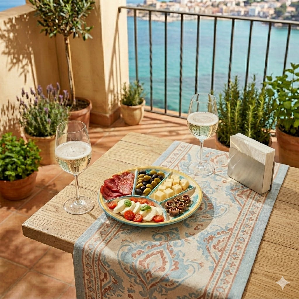 Antipastiera piatto in ceramica siciliana Ø 24 decoro ROSANTICA