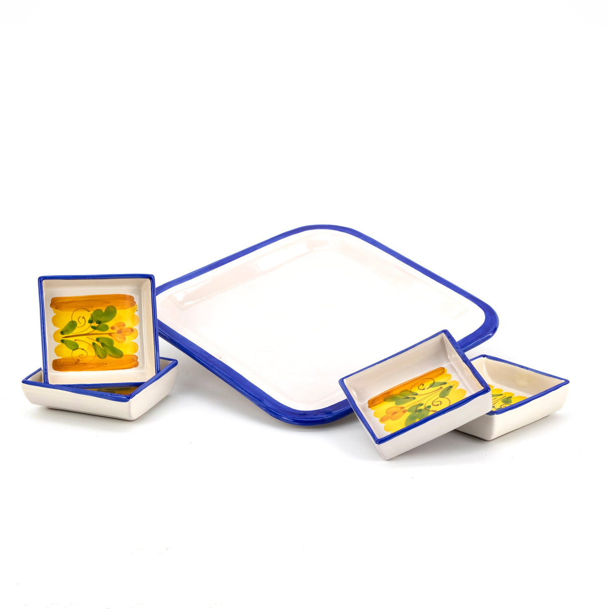 Antipastiera quadrata 5 pezzi decoro FLORA