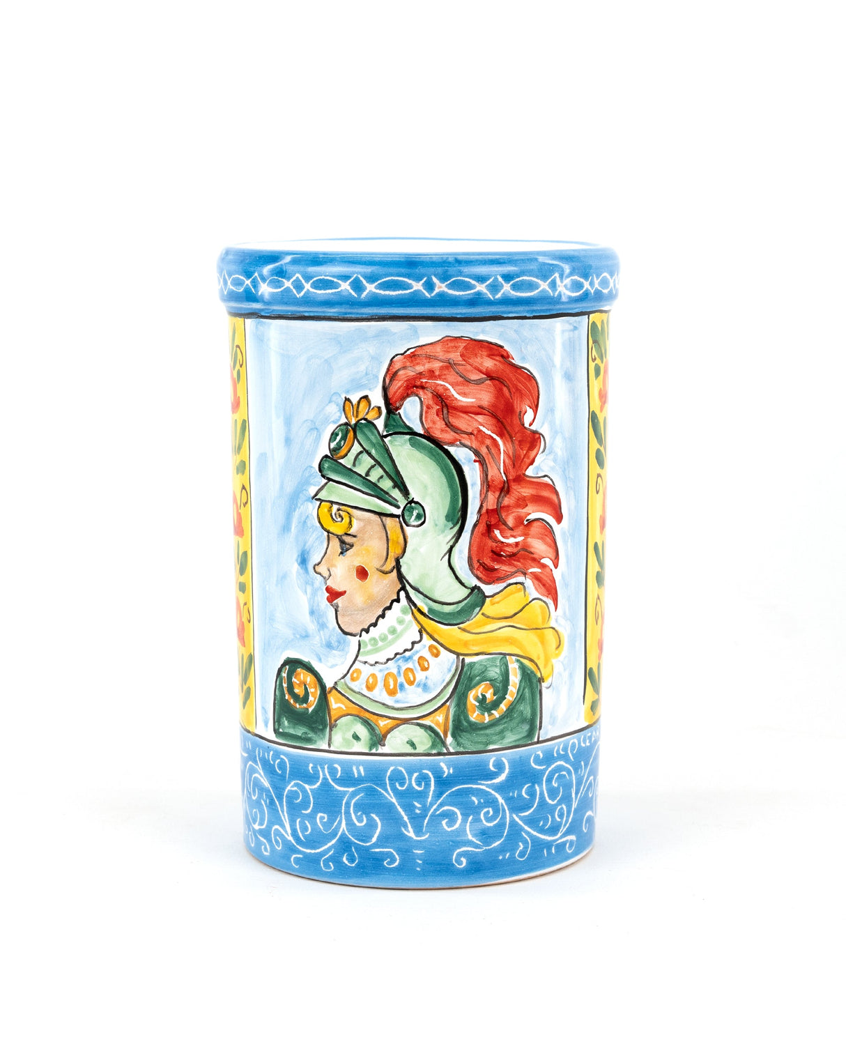 Nero d'Avola IGP e barattolo in ceramica in stile Carretto Siciliano con Angelica