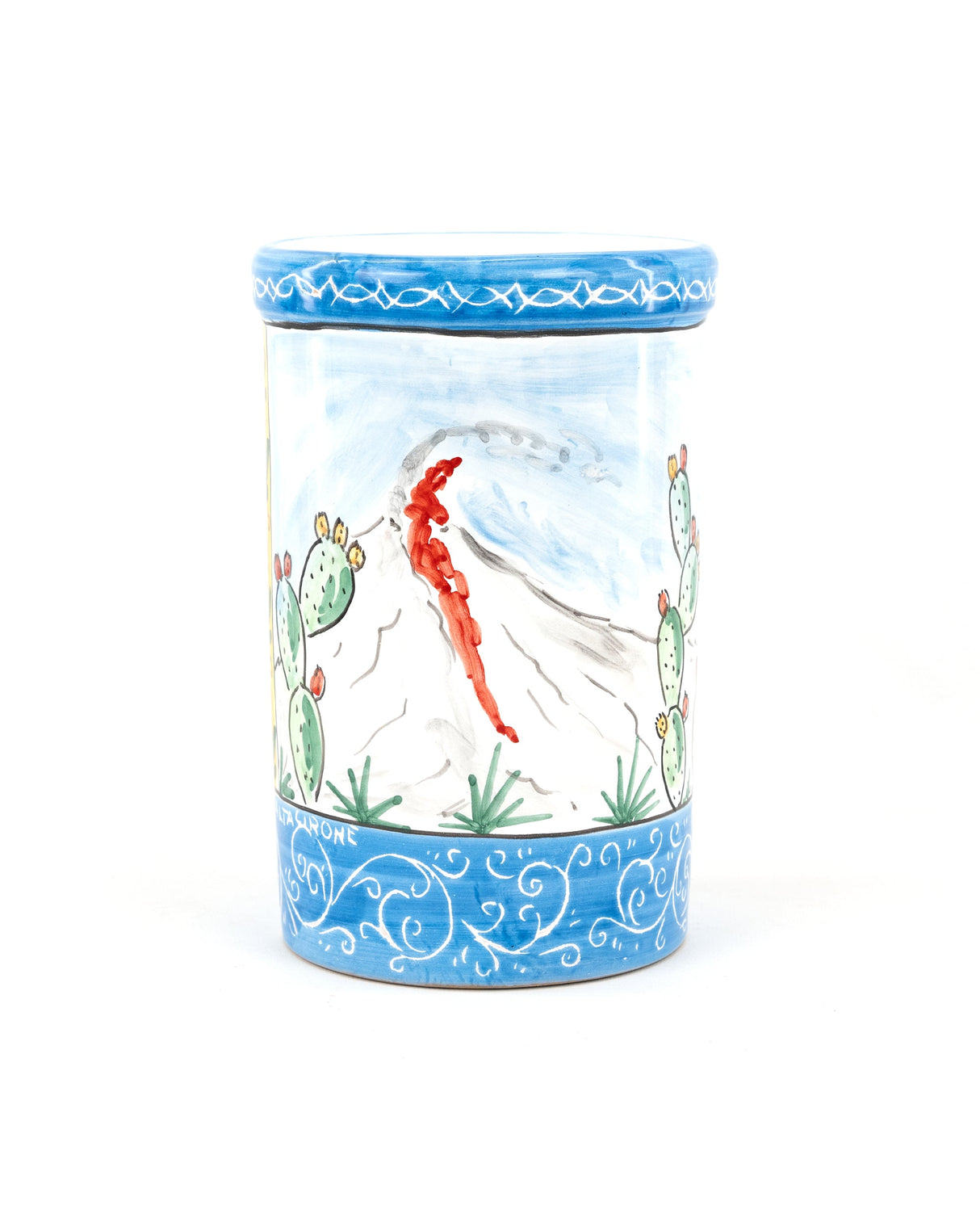 Nero d'Avola IGP e barattolo in ceramica in stile Carretto Siciliano con Angelica