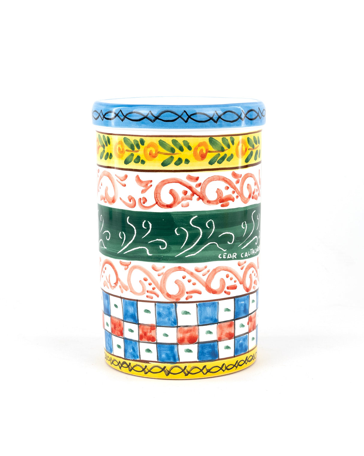 Nero d'Avola IGP e barattolo in ceramica in stile Carretto Siciliano con Fichi d'India