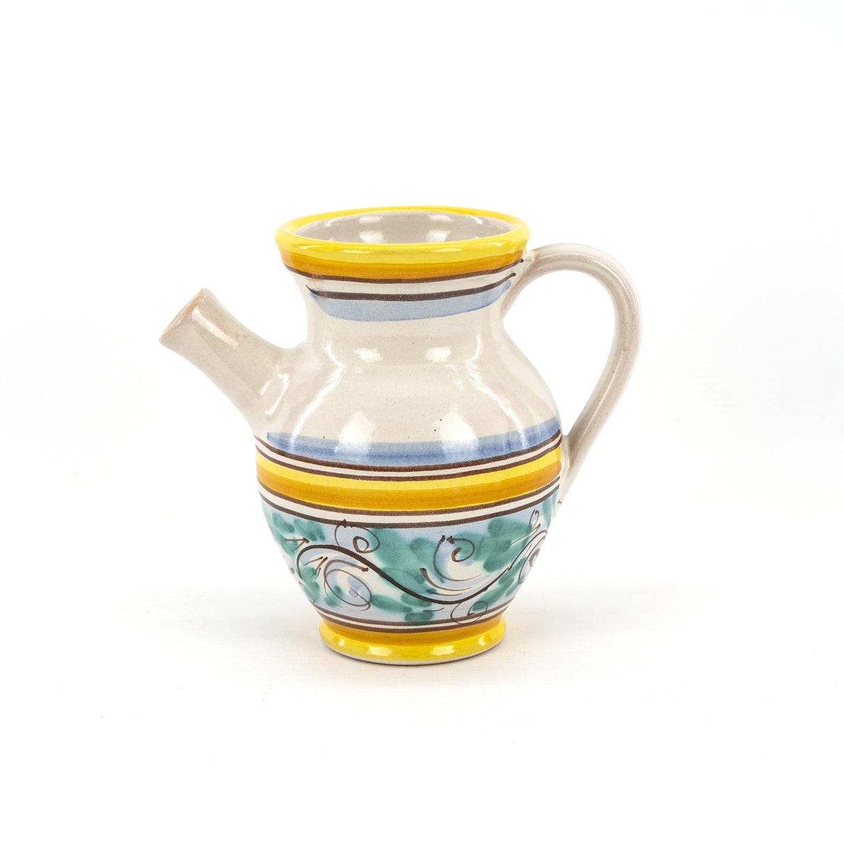 Vaso con manico, anfora con beccuccio, brocca, quartara H 15 in ceramica siciliana di Caltagirone fatta a mano