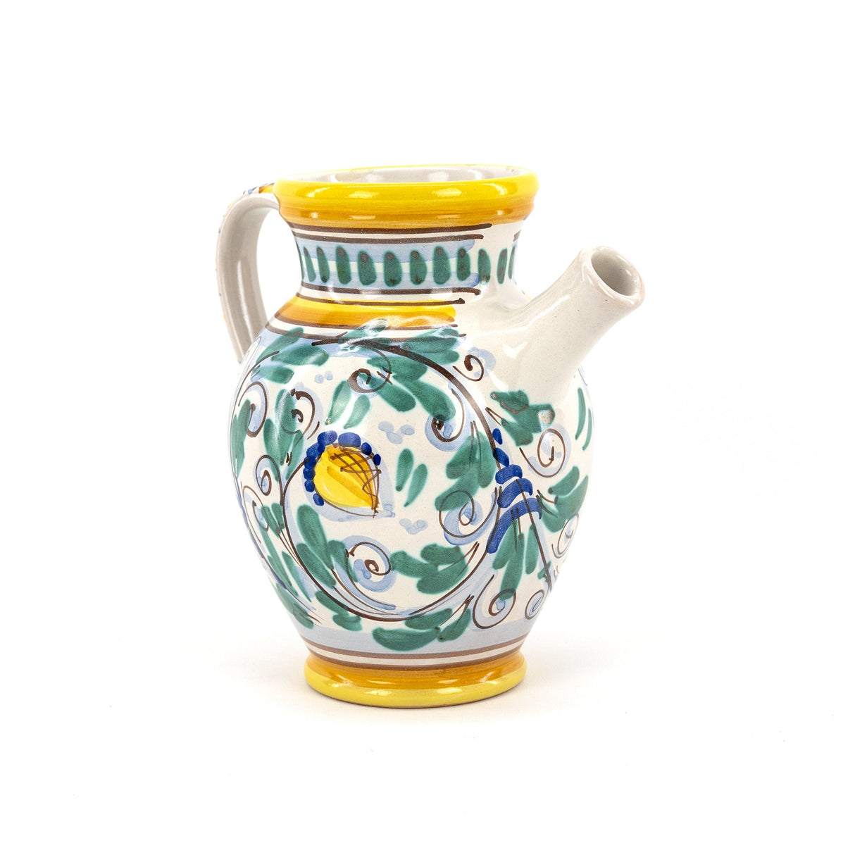 Vaso con manico, anfora con beccuccio, brocca, quartara H 20 in ceramica siciliana di Caltagirone fatta a mano