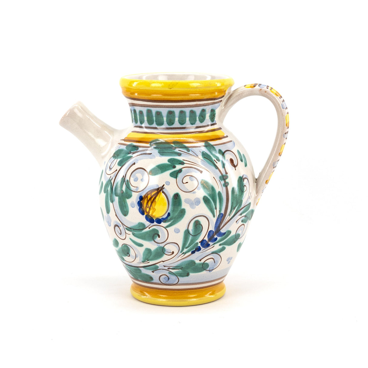 Vaso con manico, anfora con beccuccio, brocca, quartara H 20 in ceramica siciliana di Caltagirone fatta a mano