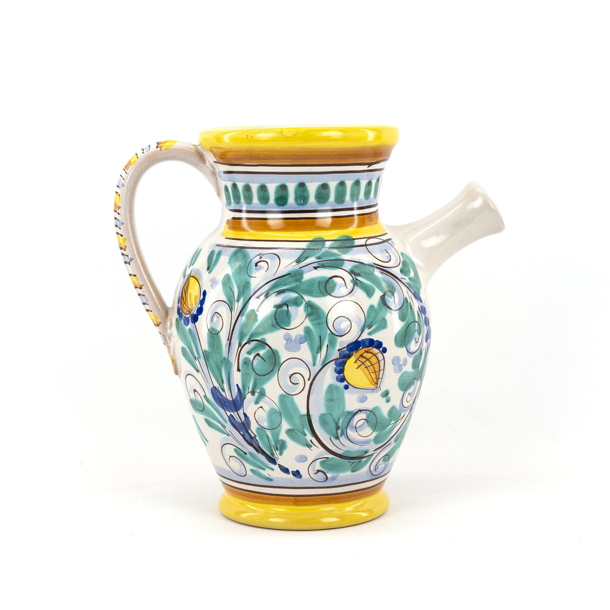 Vaso con manico, anfora con beccuccio, brocca, quartara H 25 in ceramica siciliana di Caltagirone fatta a mano