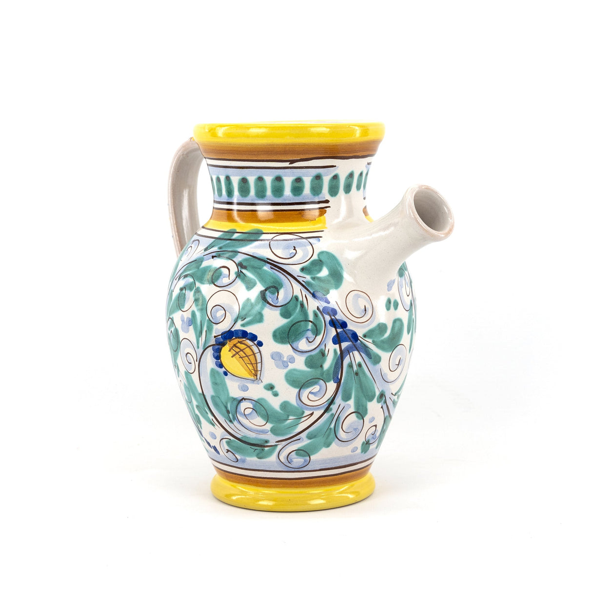 Vaso con manico, anfora con beccuccio, brocca, quartara H 25 in ceramica siciliana di Caltagirone fatta a mano