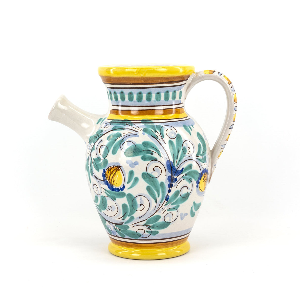 Vaso con manico, anfora con beccuccio, brocca, quartara H 25 in ceramica siciliana di Caltagirone fatta a mano