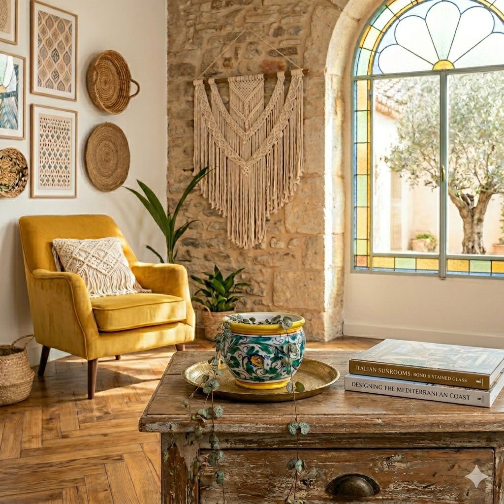 Cache-pot ceramica siciliana Ø 18 decoro '600 GIALLO