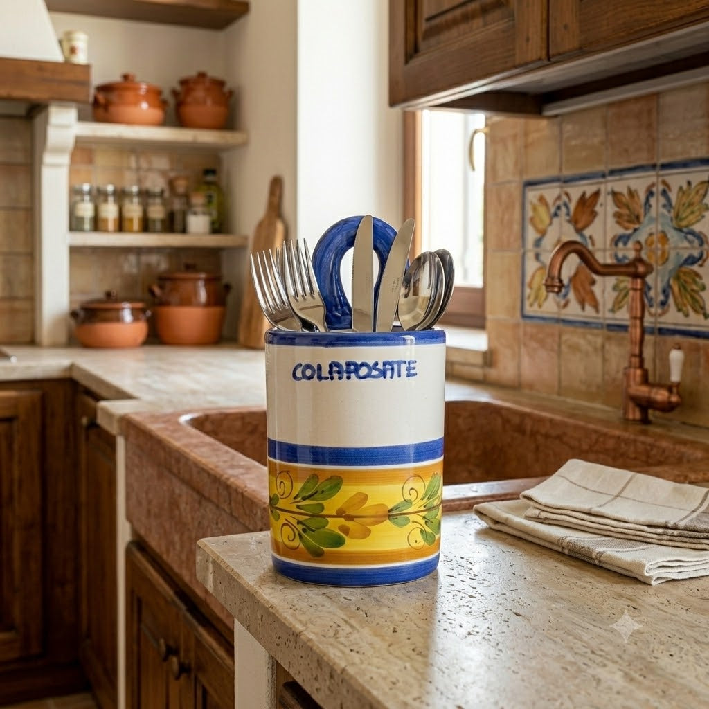Colaposate con occhiello in ceramica siciliana H 20 decoro FLORA