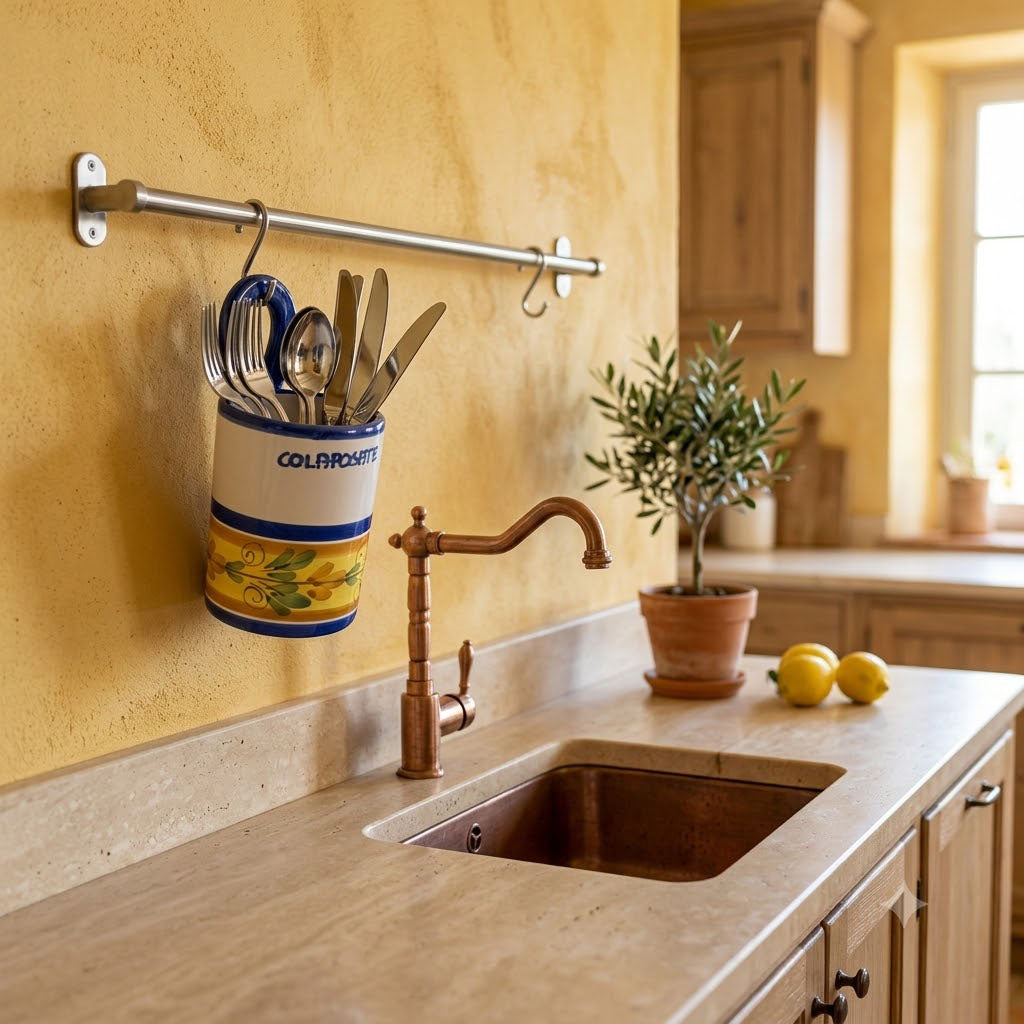 Colaposate con occhiello in ceramica siciliana H 20 decoro FLORA