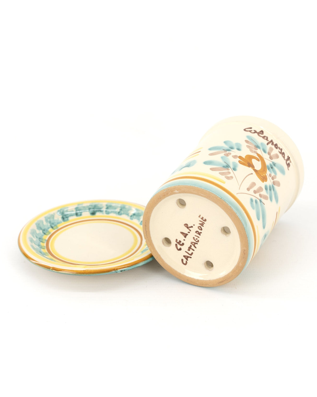 Colaposate con piattino in ceramica H cm 12 decoro ROSANTICA