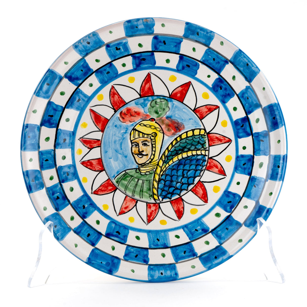 Piatto in ceramica di Caltagirone con i Paladini tipici del Carretto Siciliano