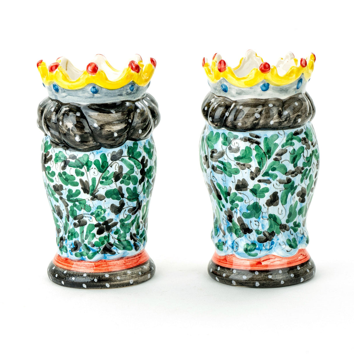 Coppia Teste di Moro H cm 14 in Ceramica di Caltagirone Fatte a Mano