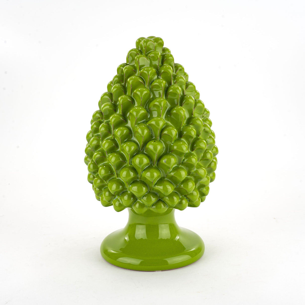 Pigna Verde brillante in Ceramica di Caltagirone Fatta a Mano H cm 25