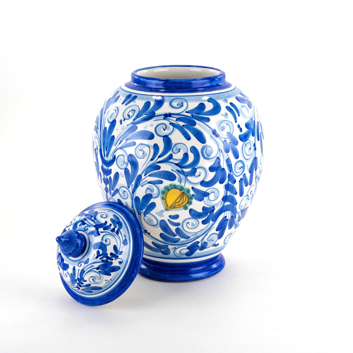 Vaso potiche con coperchio in Ceramica siciliana Fatto a Mano