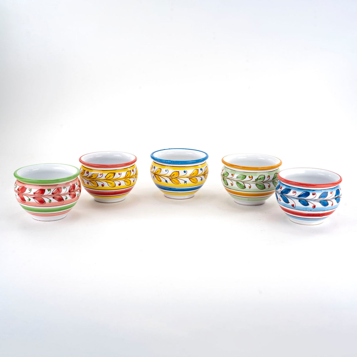 Set 5 vasetti in Ceramica di Caltagirone Fatto a Mano