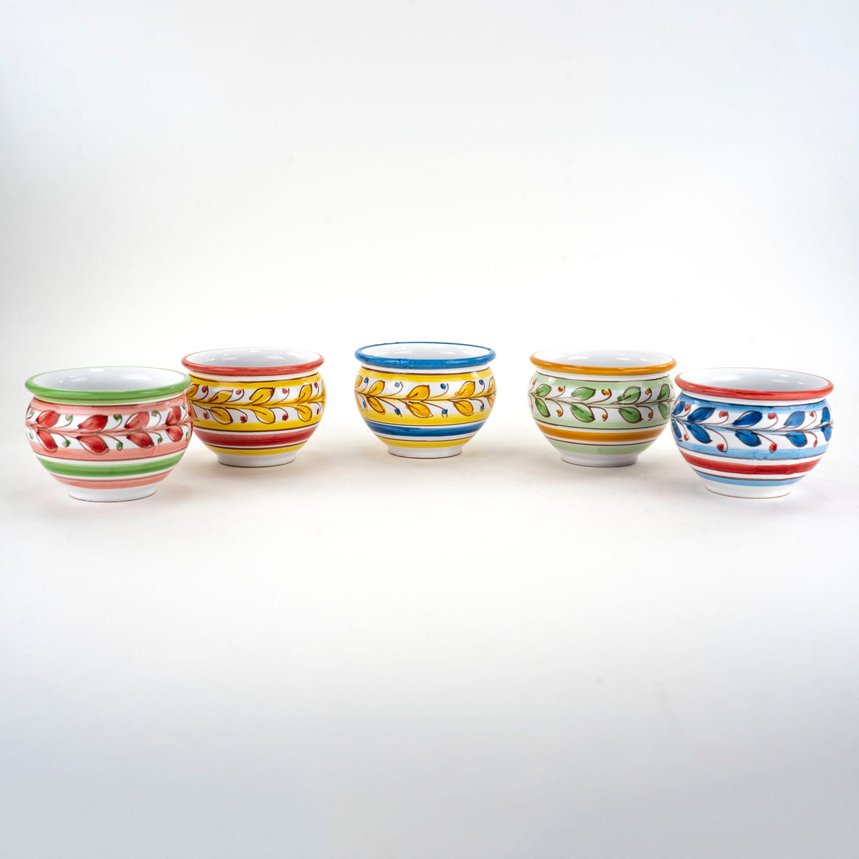 Set 5 vasetti in Ceramica di Caltagirone Fatto a Mano