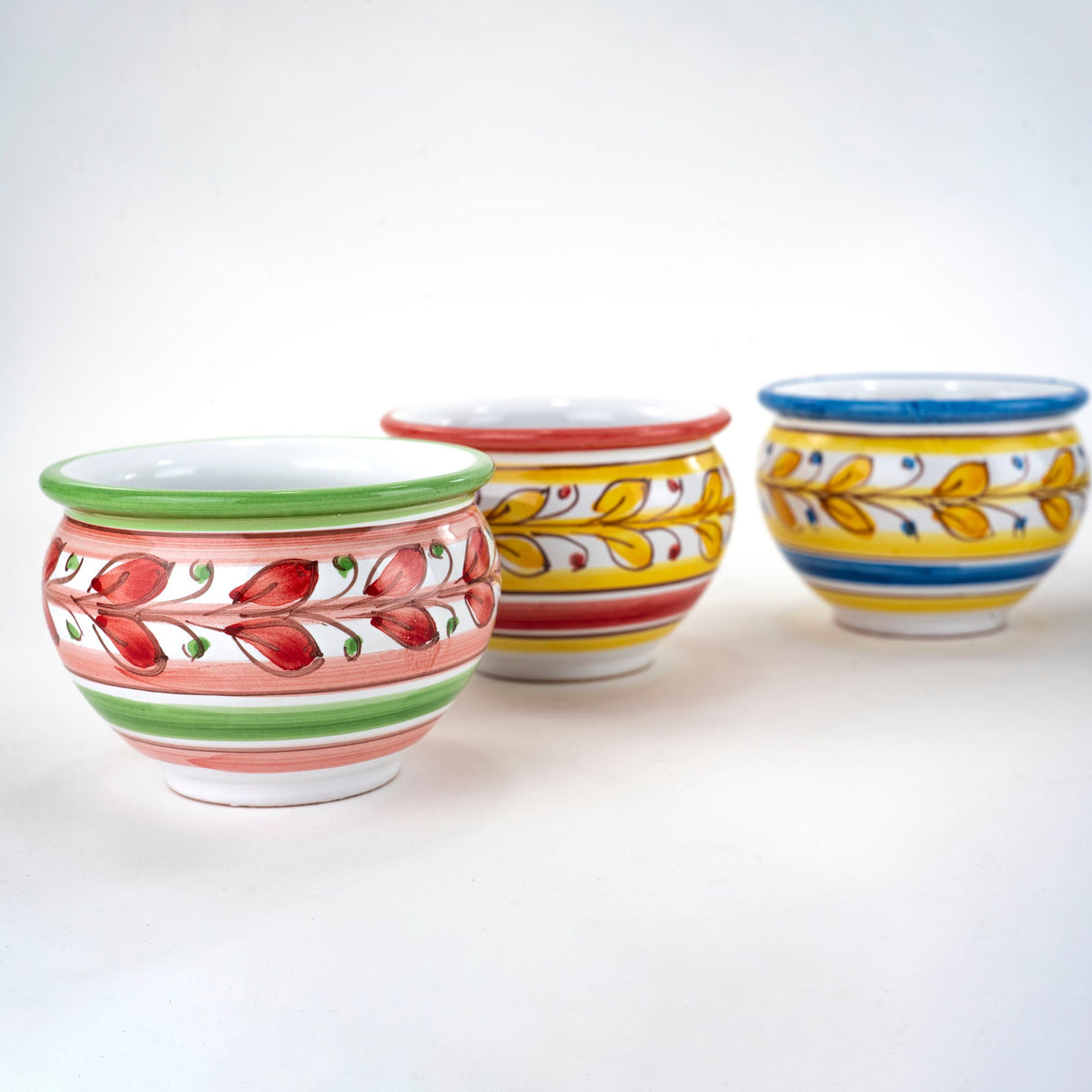 Set 5 vasetti in Ceramica di Caltagirone Fatto a Mano