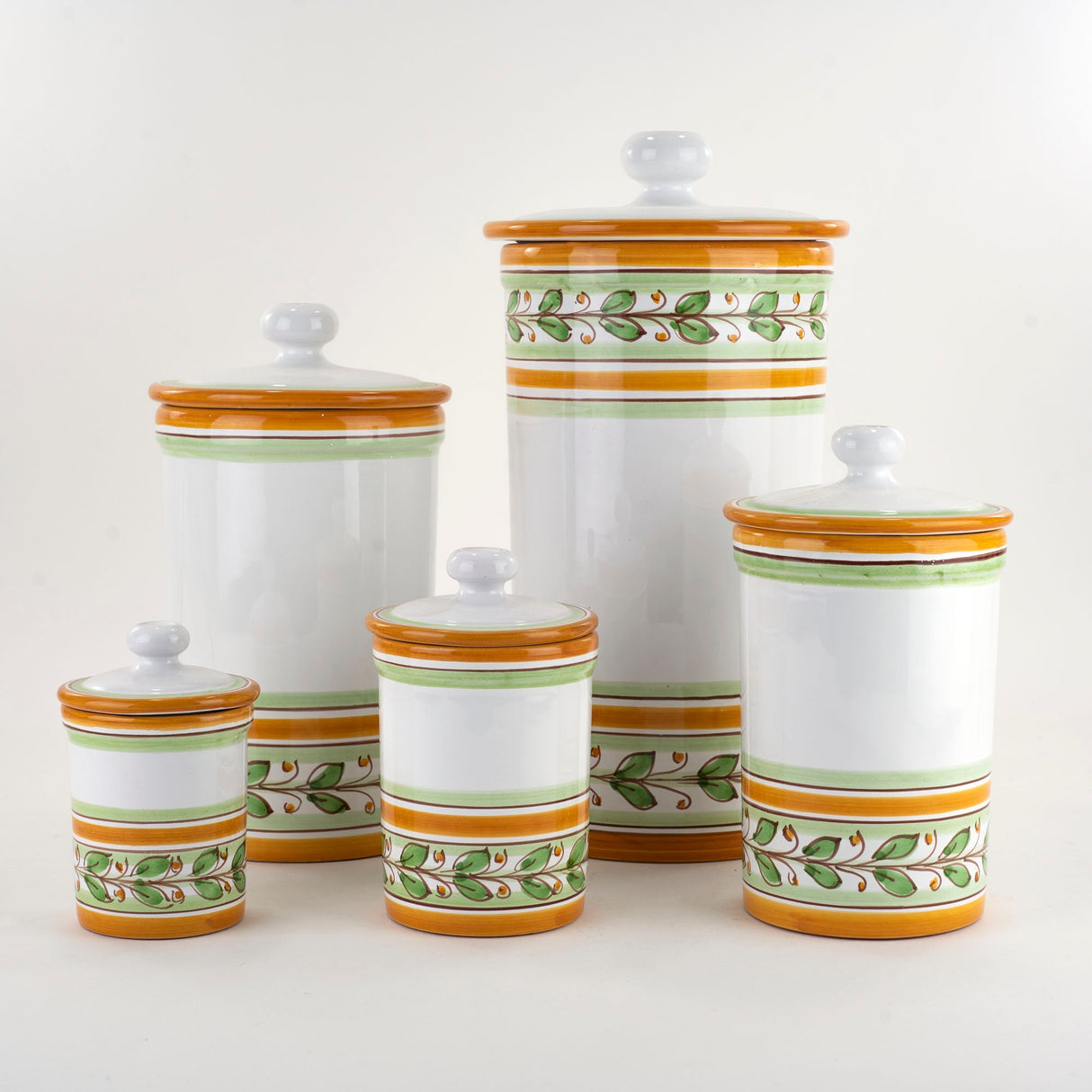 Barattolo in ceramica di Caltagirone decoro Acanto