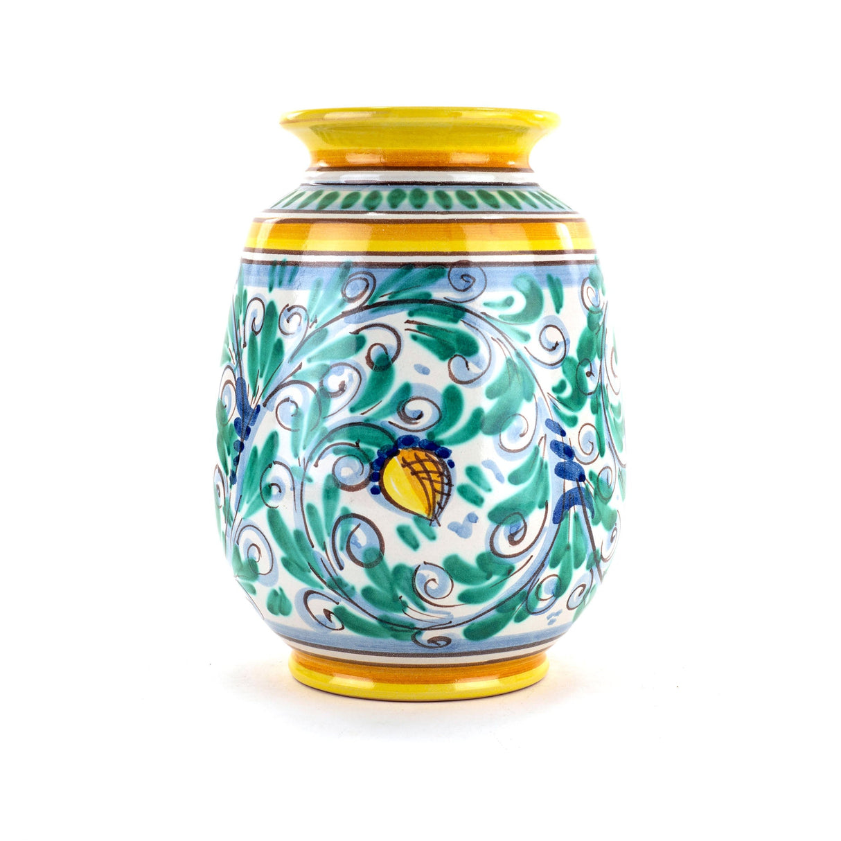 Vaso Ornamentale Giallo in Ceramica Siciliana di Caltagirone