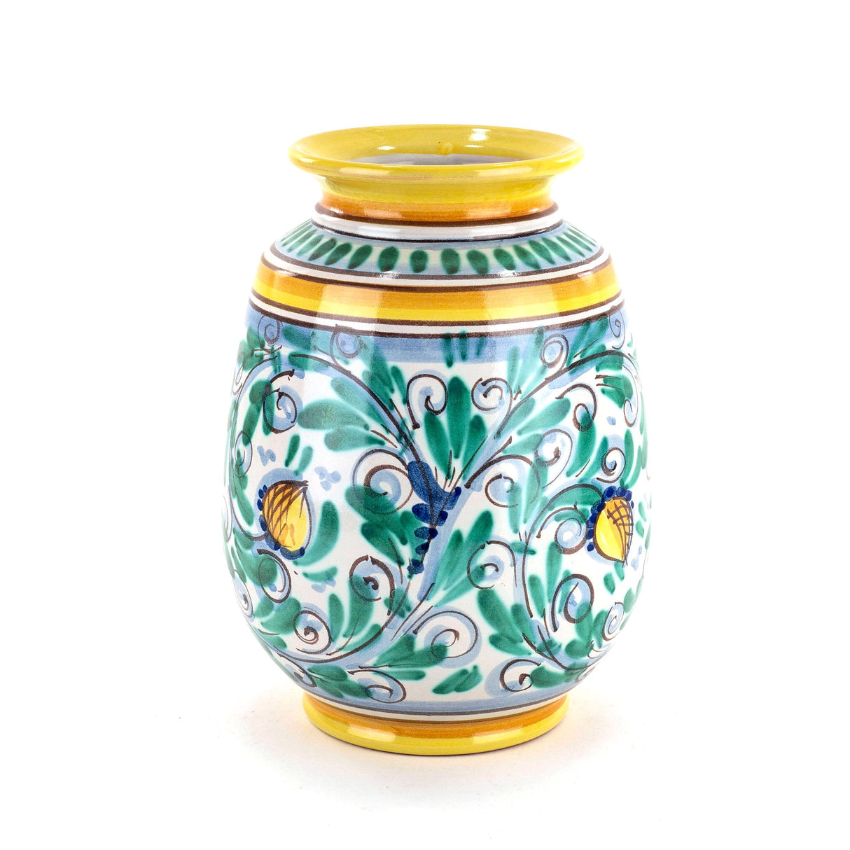 Vaso Ornamentale Giallo in Ceramica Siciliana di Caltagirone