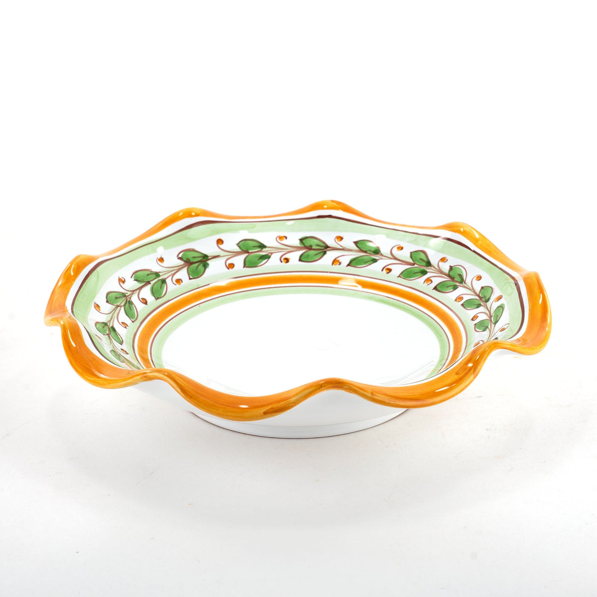 Fruttiera smerlata in ceramica decoro Acanto