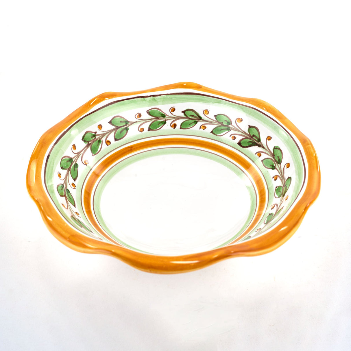 Fruttiera smerlata in ceramica decoro Acanto