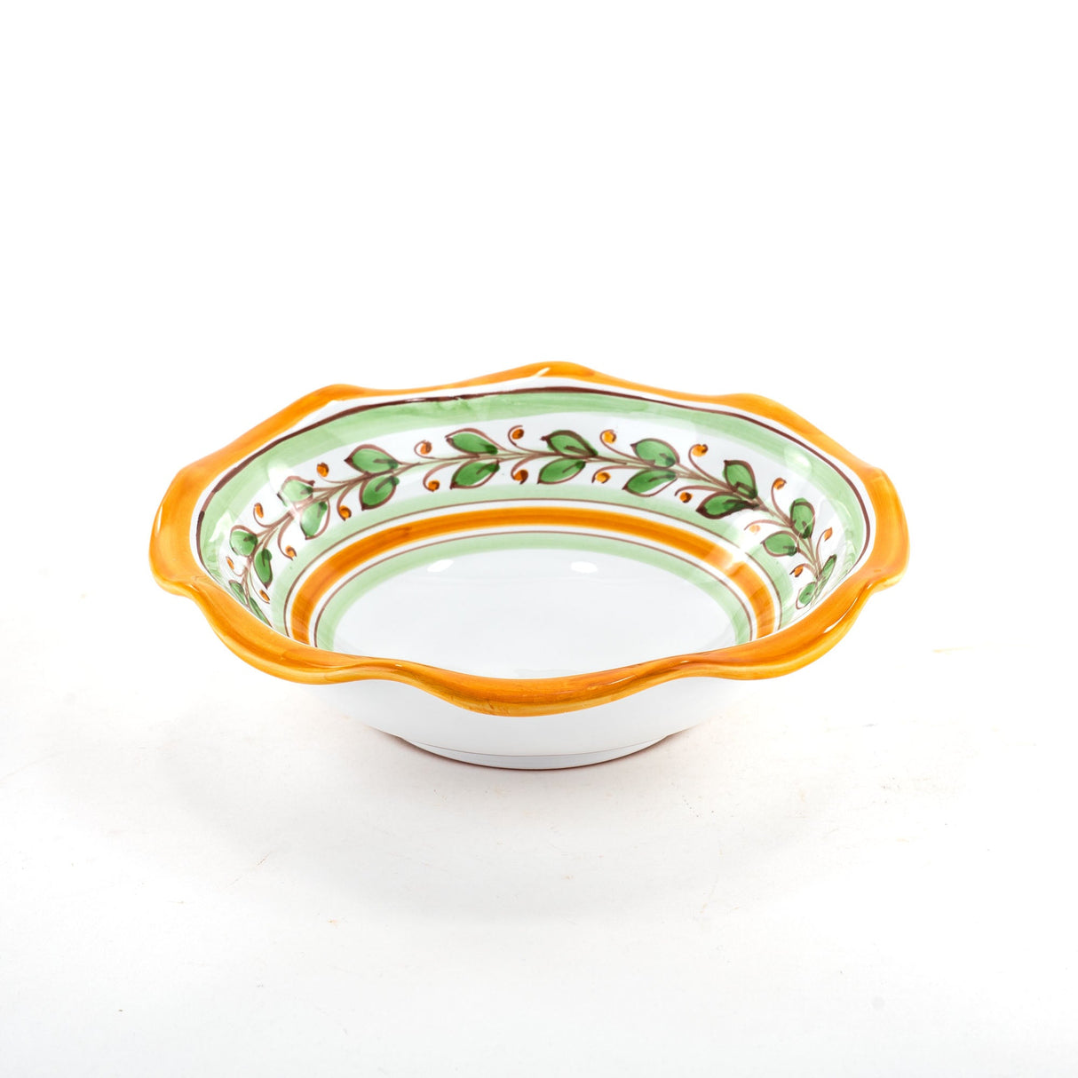 Fruttiera smerlata in ceramica decoro Acanto