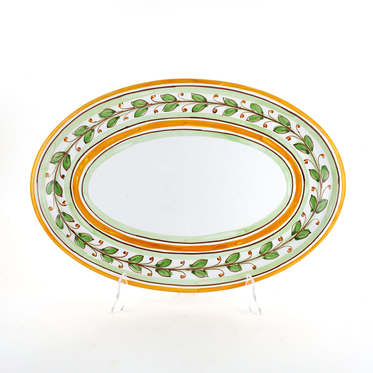 Vassoio ovale in ceramica di Caltagirone decoro Acanto