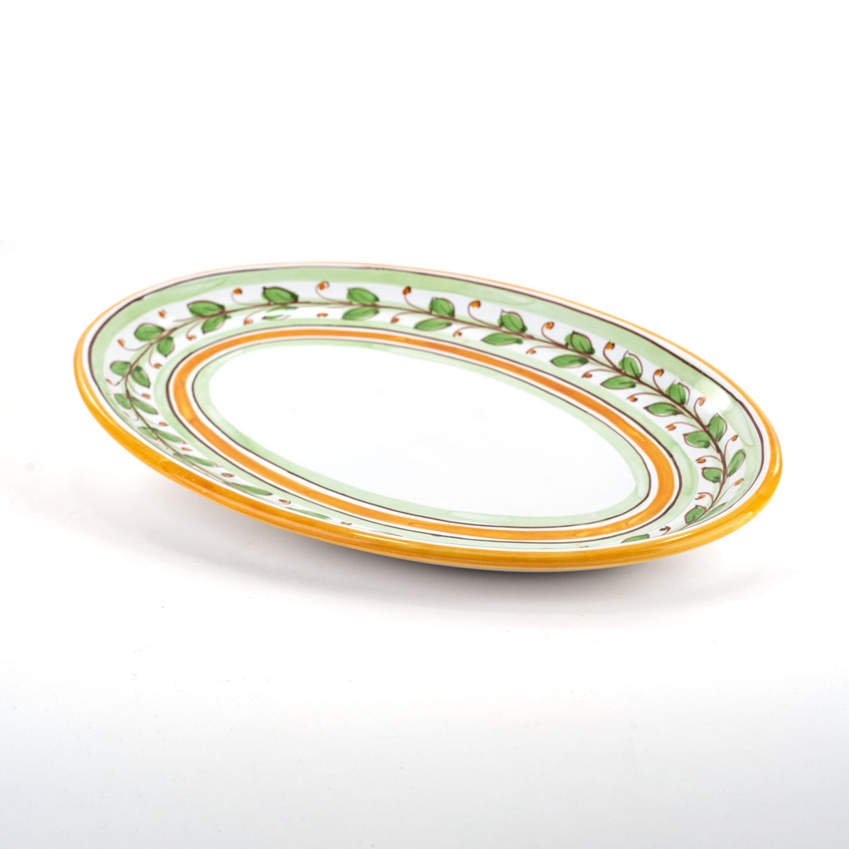 Vassoio ovale in ceramica di Caltagirone decoro Acanto