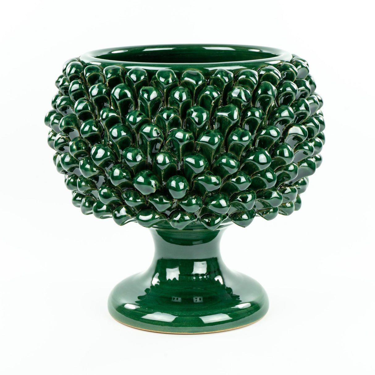 Mezza Pigna portavaso Verde Ø 25 in ceramica di Caltagirone