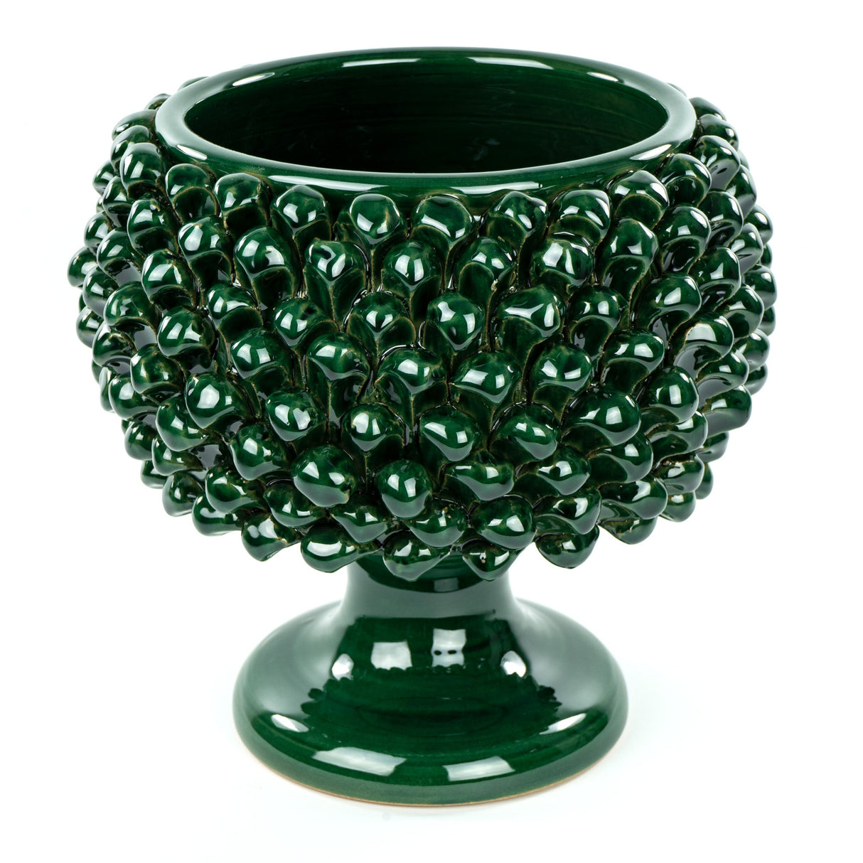 Mezza Pigna portavaso Verde Ø 25 in ceramica di Caltagirone