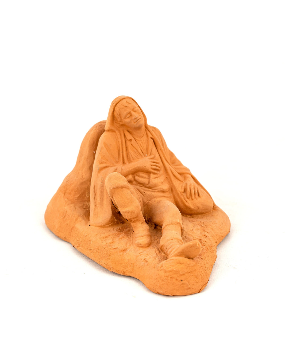 Personaggio Presepe in ceramica di Caltagirone, pastore dormiente in terracotta fatto a mano