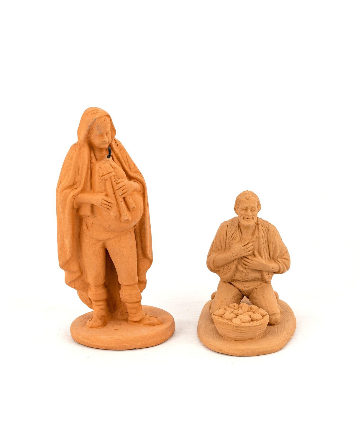 Statuine Presepe Zampognaro e Contadino in terracotta di Caltagirone fatte a mano