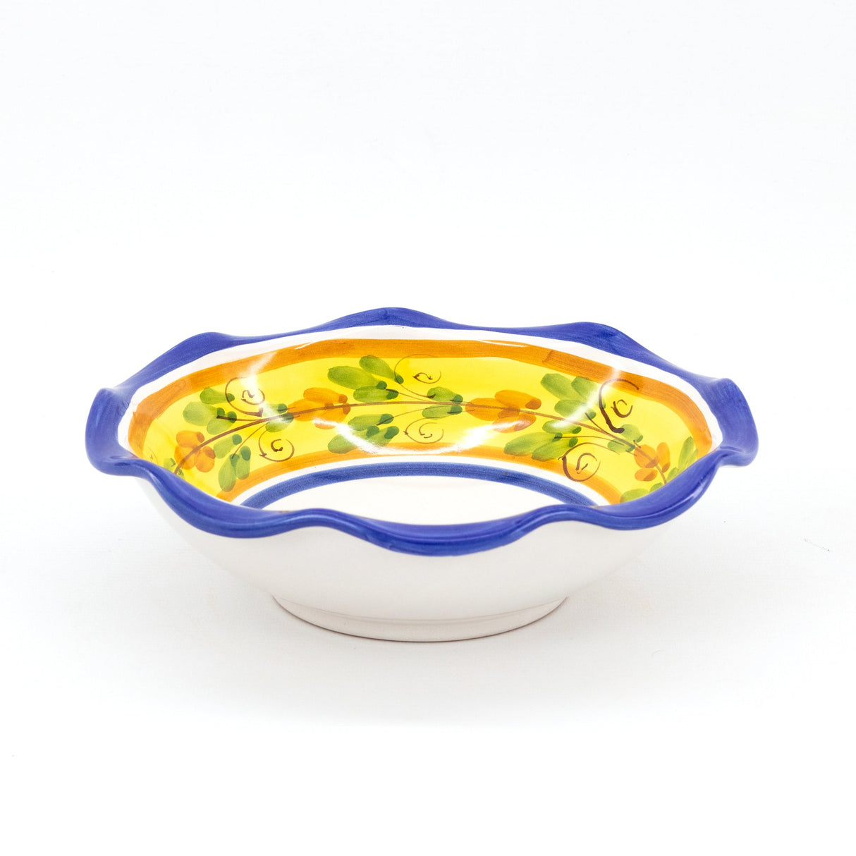 Fruttiera smerlata in ceramica decoro Flora Ø cm 25