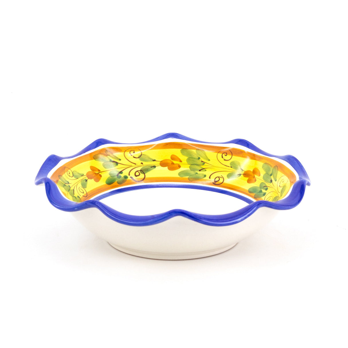 Fruttiera smerlata in ceramica decoro Flora Ø cm 30