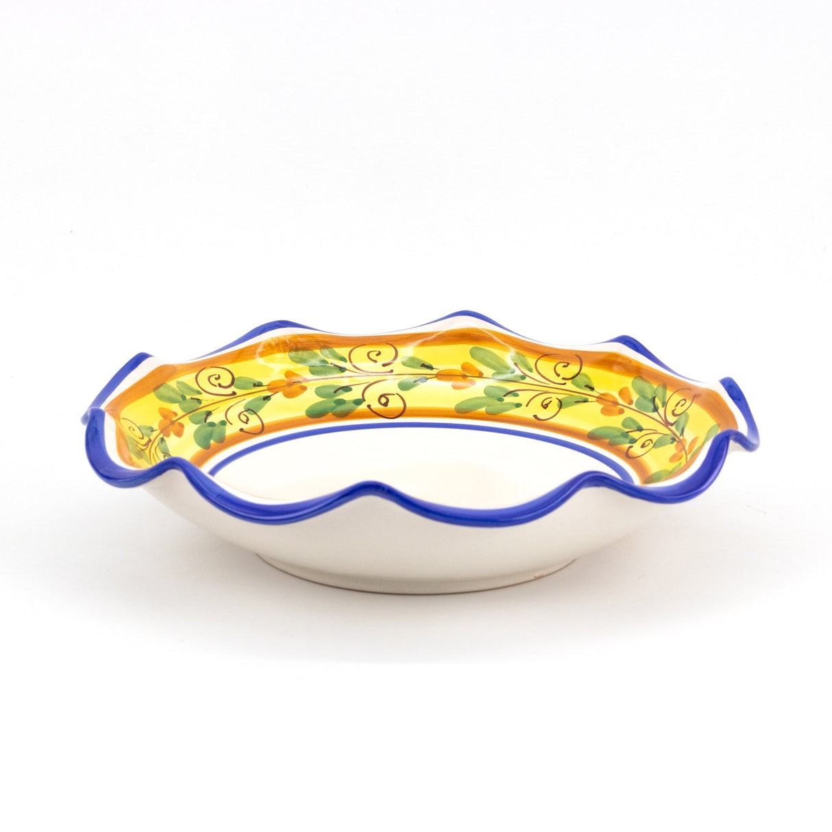 Fruttiera smerlata in ceramica decoro Flora Ø cm 35