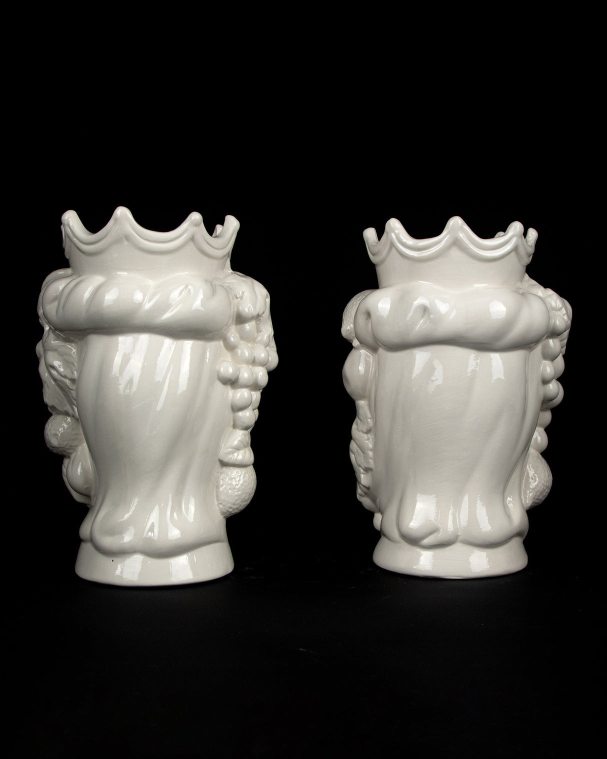 Coppia Teste di Moro Bianche H cm 25 o 35 in Ceramica di Caltagirone Fatta a Mano