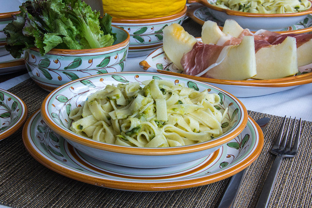 Posto tavola in ceramica, Set di 3 piatti decorati a mano