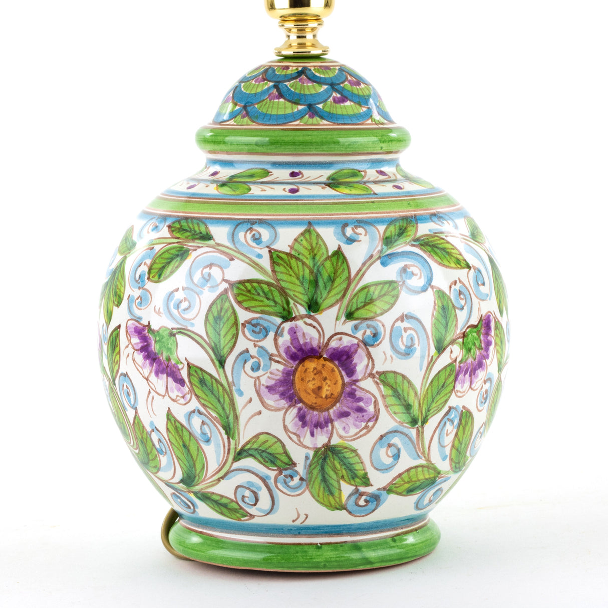 Abat-jour H cm 21 in ceramica di Caltagirone con motivi floreali