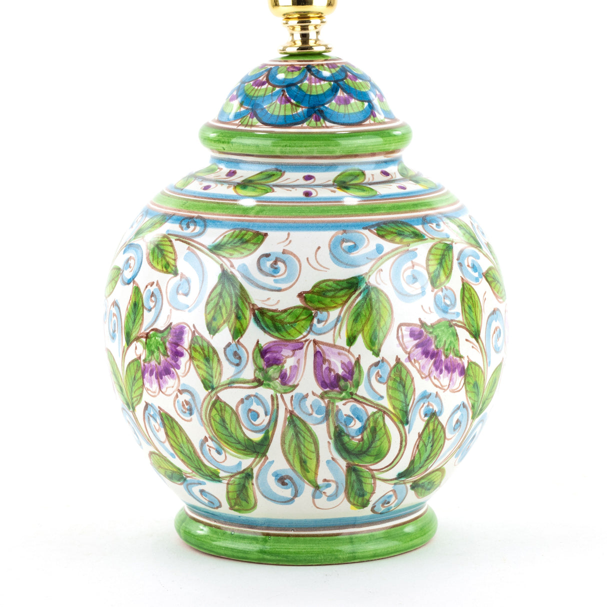 Abat-jour H cm 21 in ceramica di Caltagirone con motivi floreali