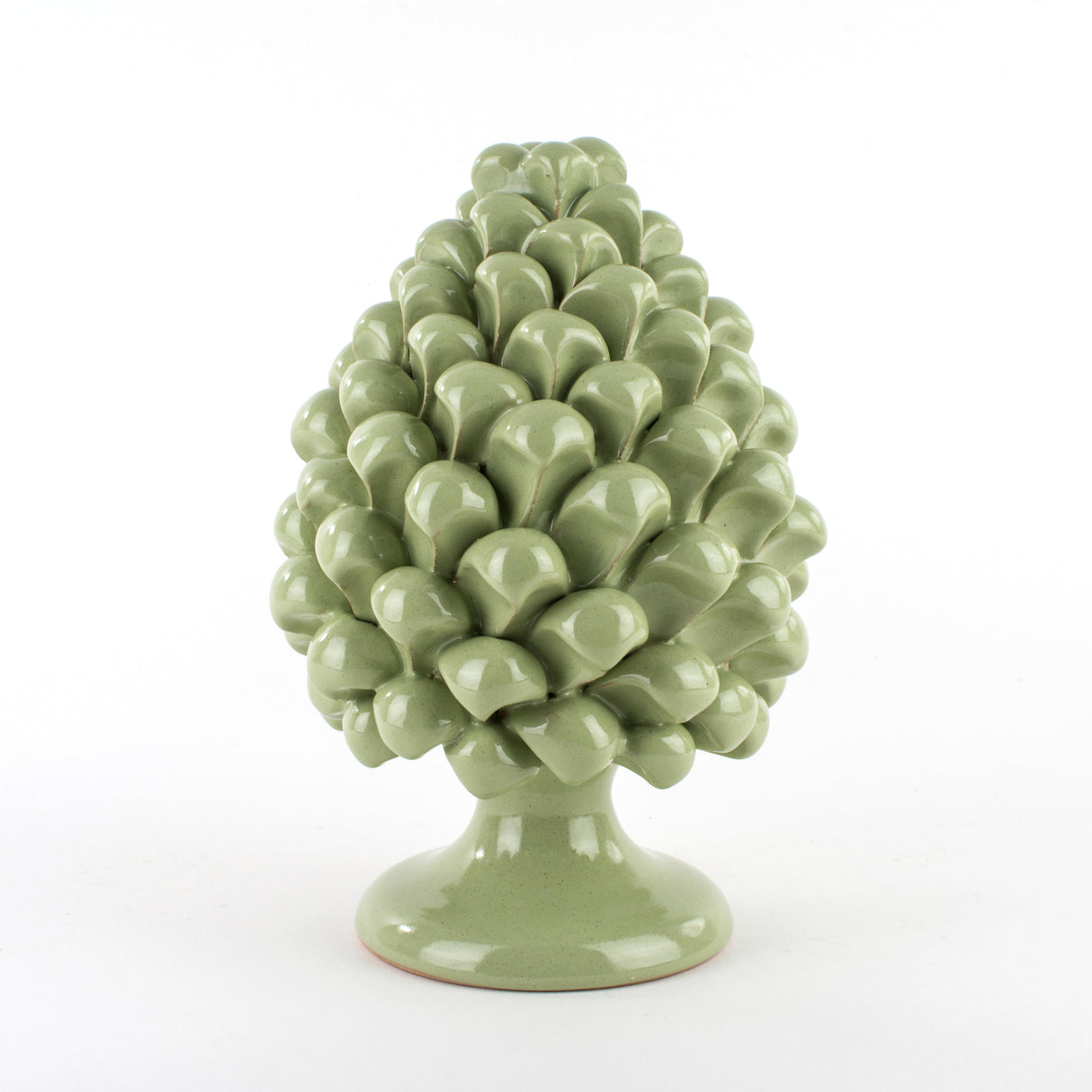 Pigna verde pastello H cm 15 in Ceramica di Caltagirone Fatta a Mano