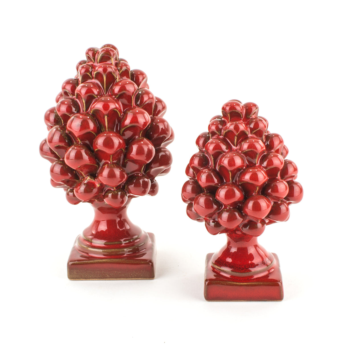 Pigna rossa decorativa H cm 12 in ceramica di Caltagirone fatta a mano