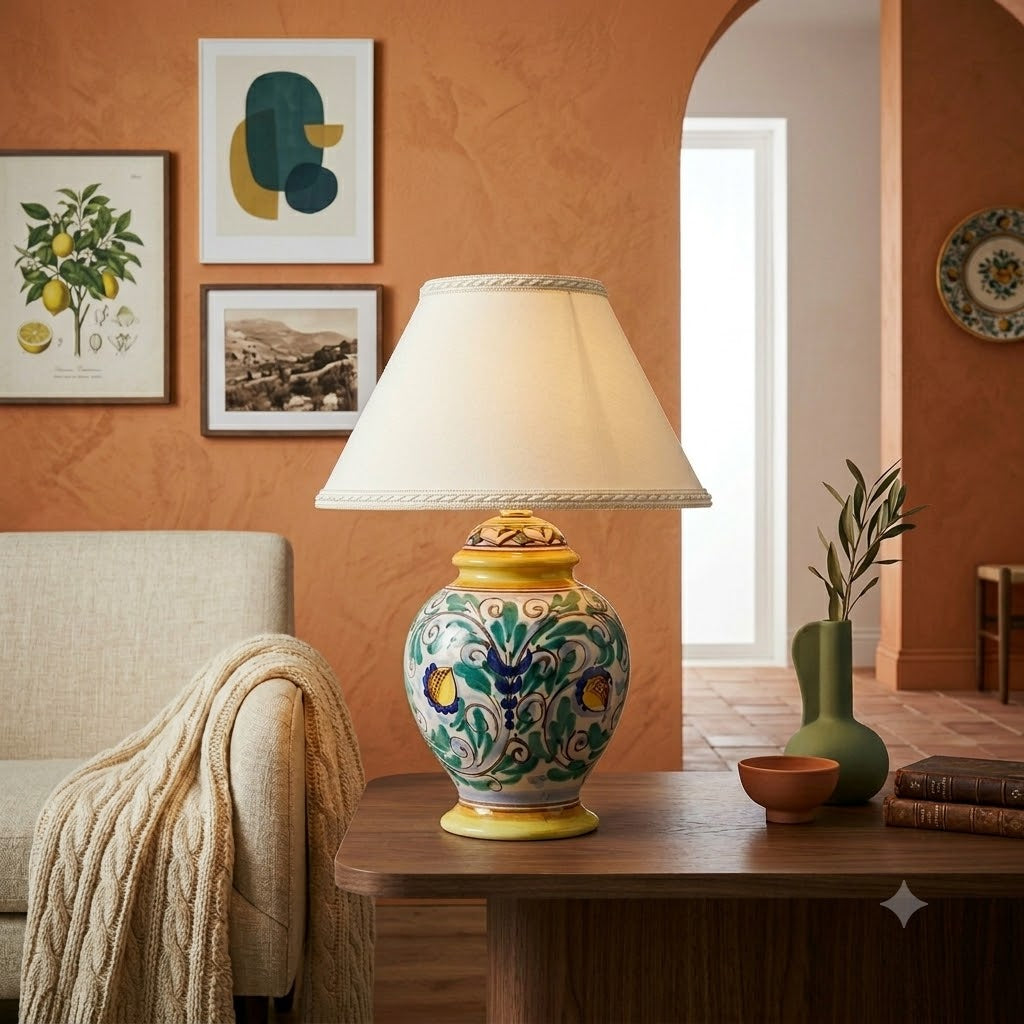 Sicilian ceramic lamp hand decorated H cm 21 lamp