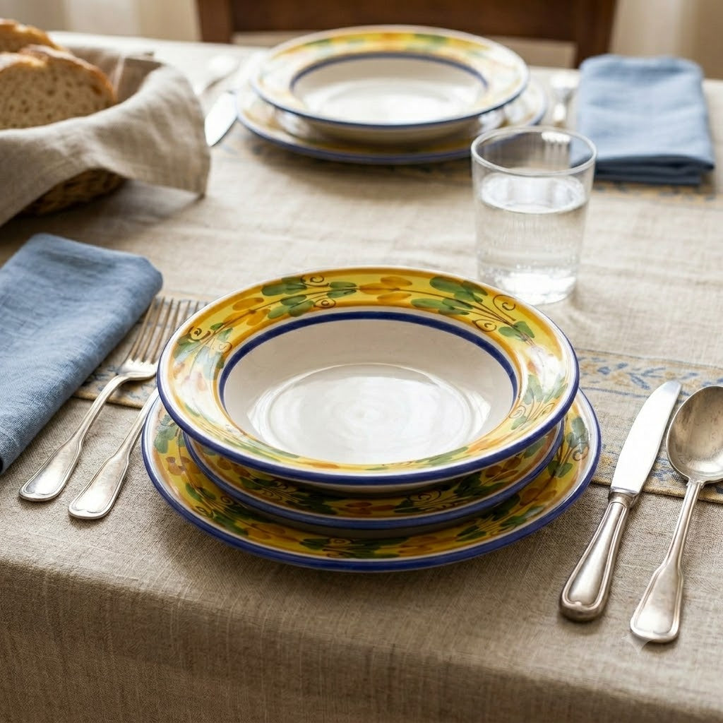 Set di 3 piatti ceramica siciliana decoro FLORA