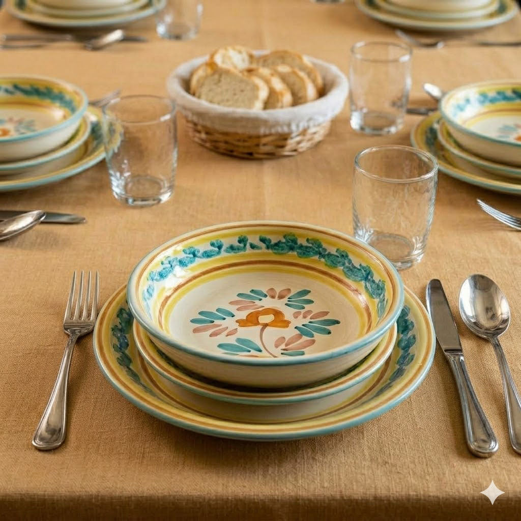 Set di 3 piatti ceramica siciliana decoro ROSANTICA