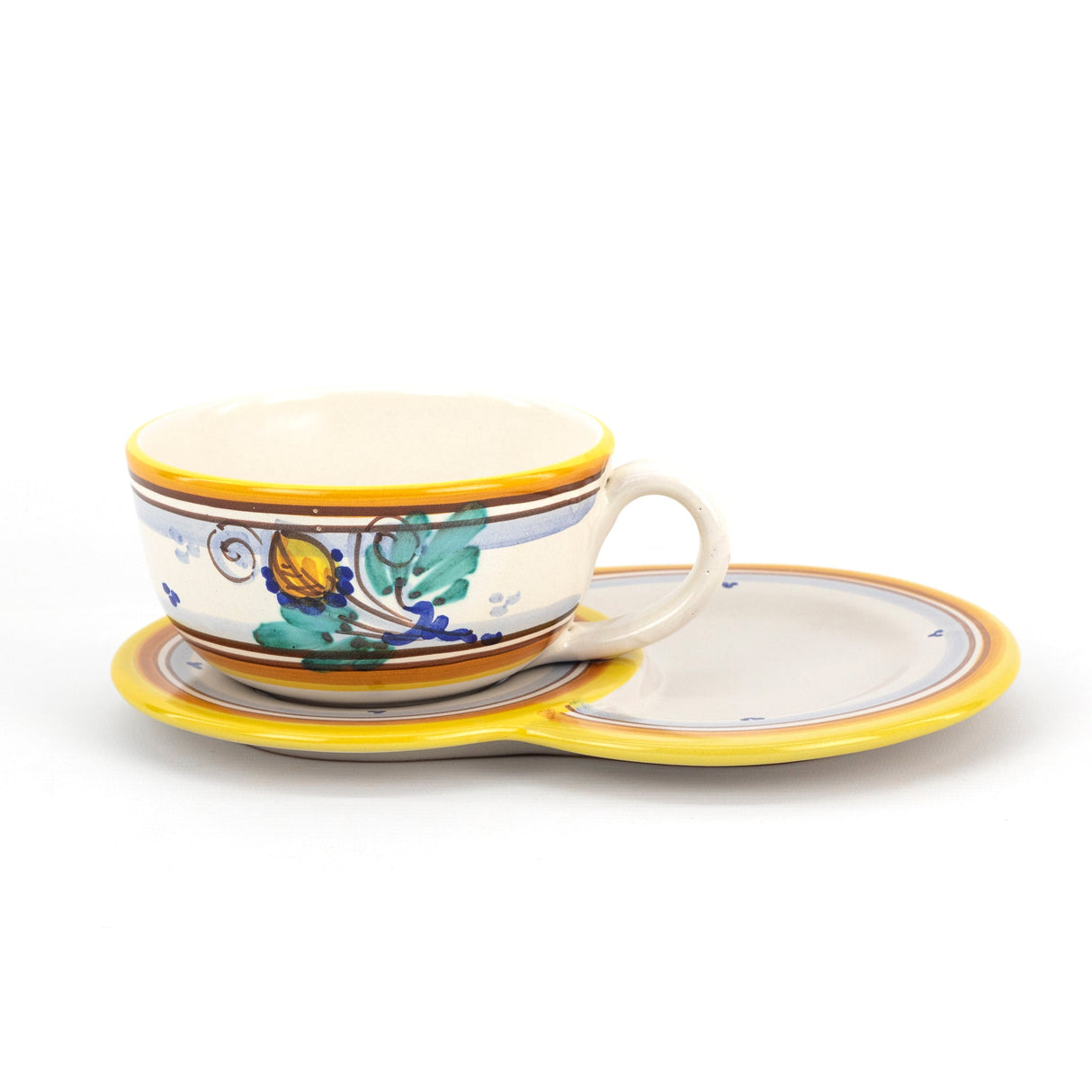 Jumbo cup with plate tray for biscuits / brioche AMBRA decoration