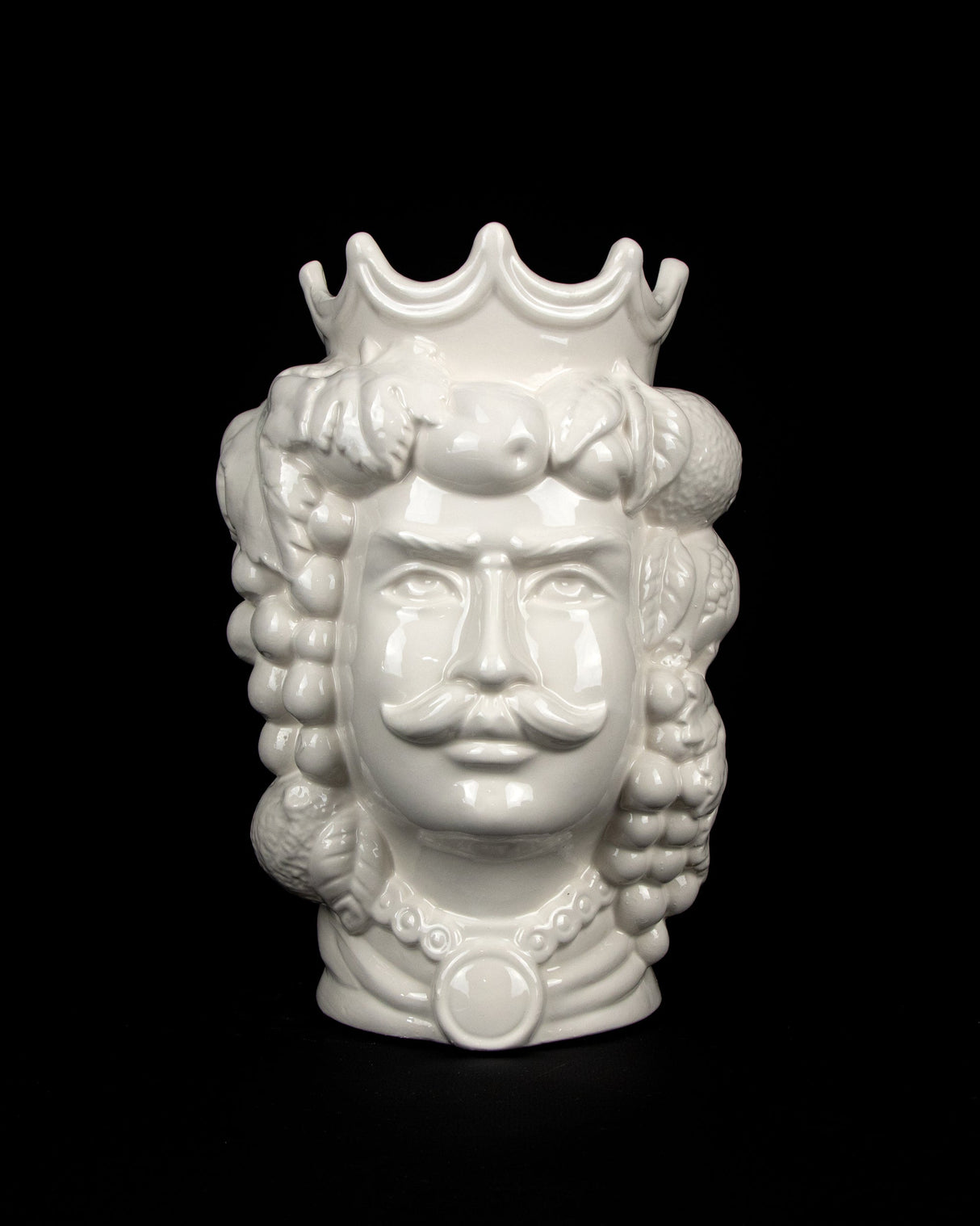 Testa di Moro bianca siciliana H cm 25 o 35 in Ceramica di Caltagirone Fatta a Mano