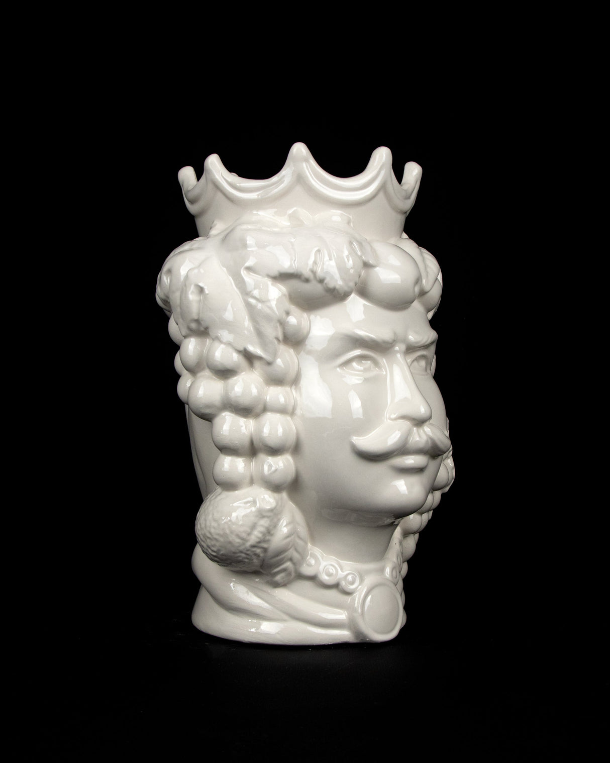 Testa di Moro bianca siciliana H cm 25 o 35 in Ceramica di Caltagirone Fatta a Mano